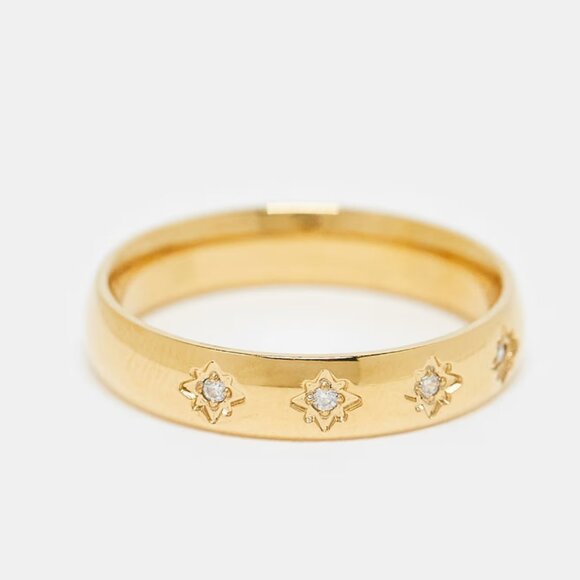 Starburst Gold Ring CZ Stars 18K Gold on Stainless Steel Waterproof BEAUTIFUL - Picture 5 of 12